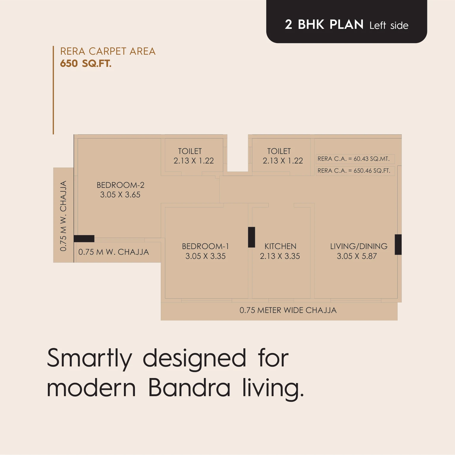 Opus 50 — 2 BHK floor plan